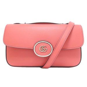 Gucci 379722 Double G Mini Chain Shoulder Bag Leather Women's GUCCI